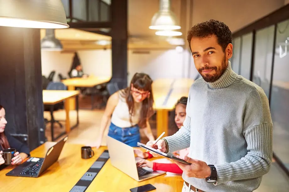 Professional team collaborating in a modern Melbourne office, representing 42 Advisory’s approachable and expert accounting and business advisory services.
