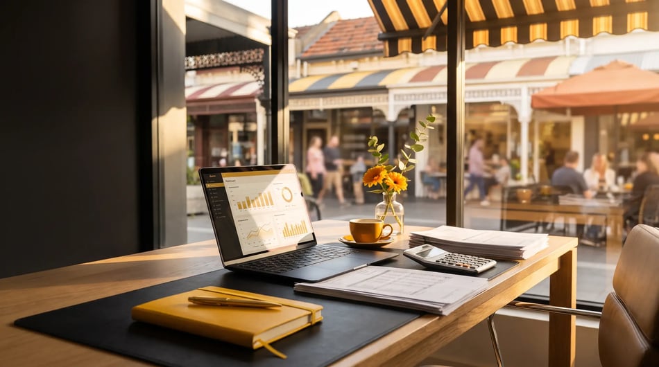Oakleigh accountants — 42 Advisory workspace overlooking Oakleighs café precinct