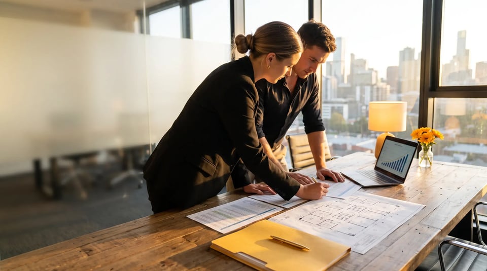 Young Melbourne business owners planning long-term wealth through their SMSF with 42 Advisory