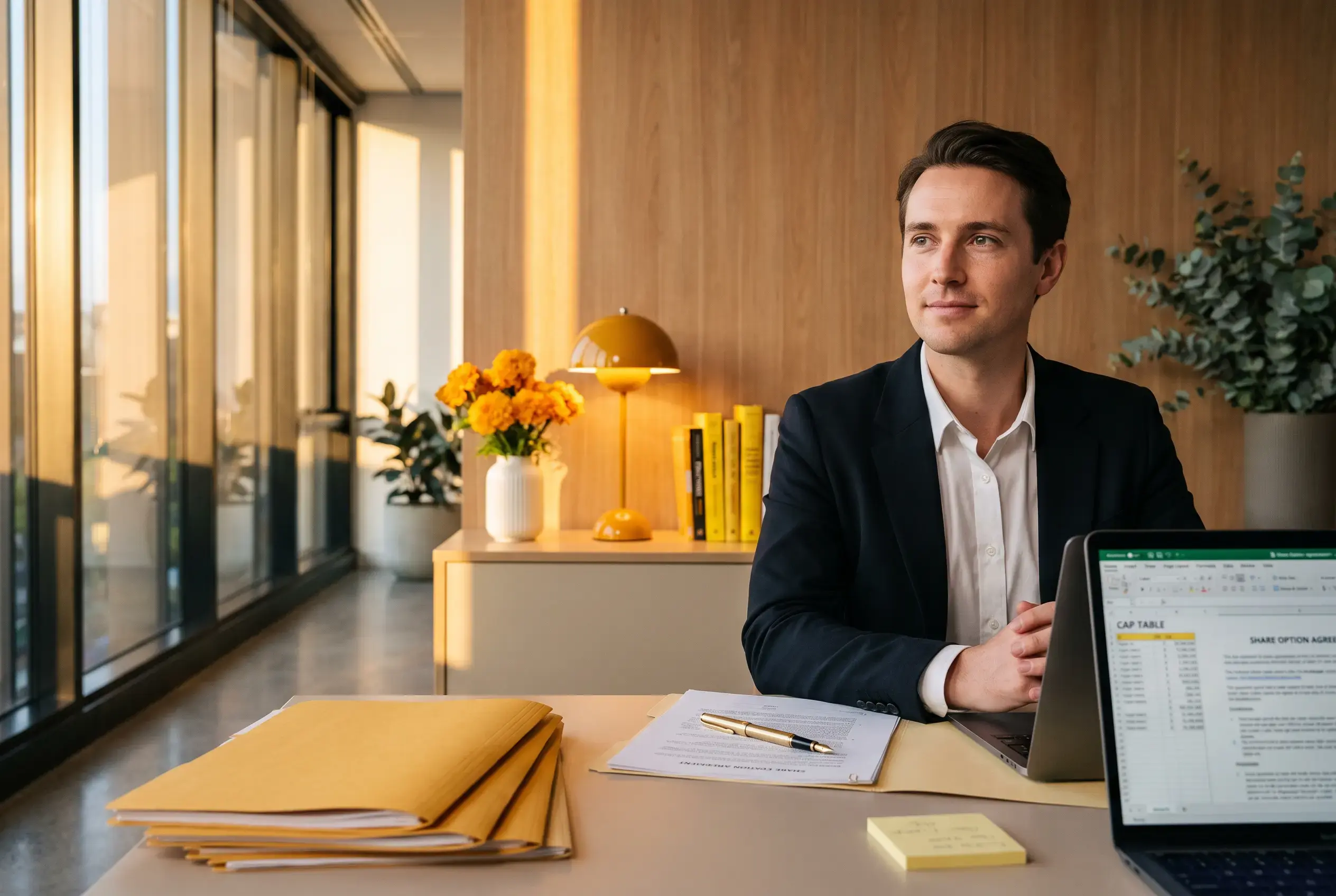 Young professional reviewing an employee share scheme agreement